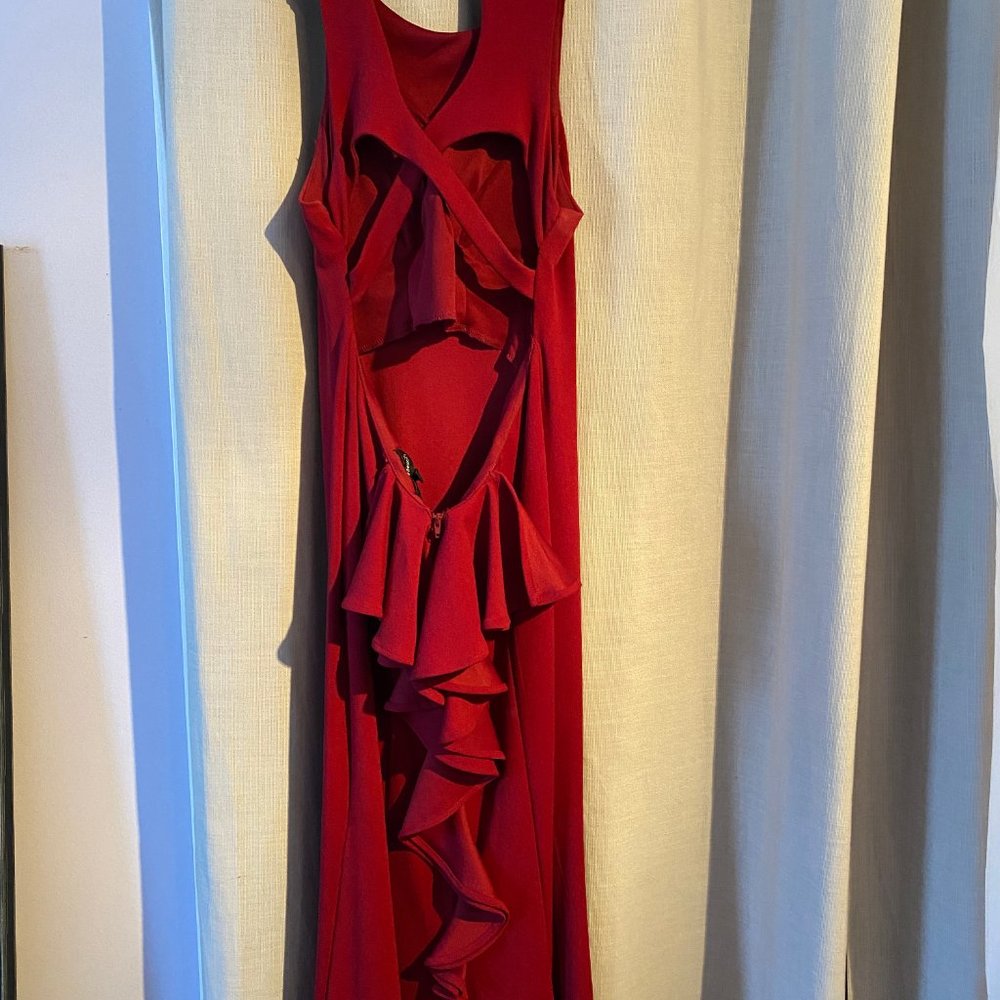 Sequin Hearts Red Backless Ruffle Crisscross Prom - image 5